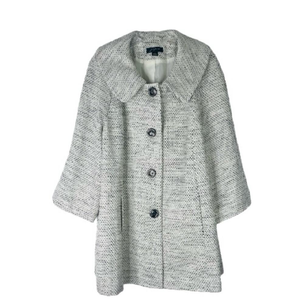 Vintage Josephine black white wool tweed button peacoat mod jacket 14